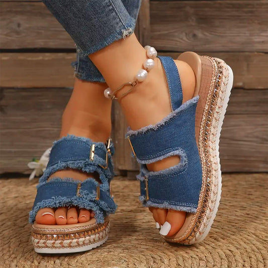 Gemma - Casual Denim Wedges