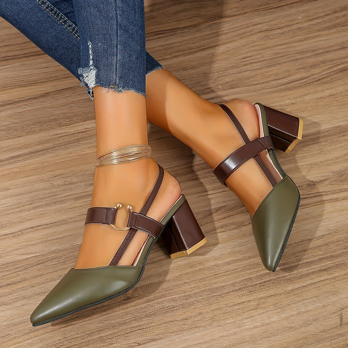 Elora | Pointed Toe Block Heel Shoes