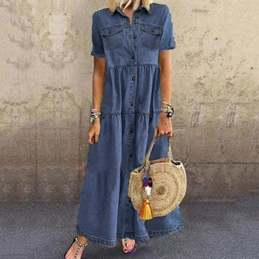 Susana - classic slimming denim dress