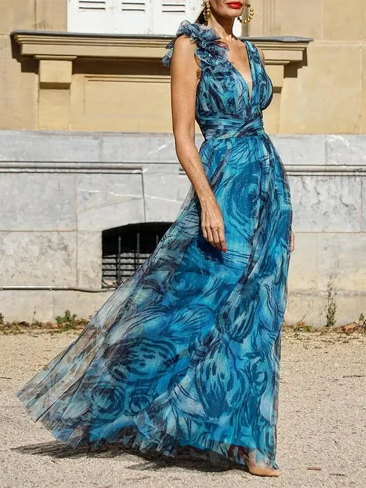 Jacqueline™ | PEACOCK BLUE MAXI DRESS