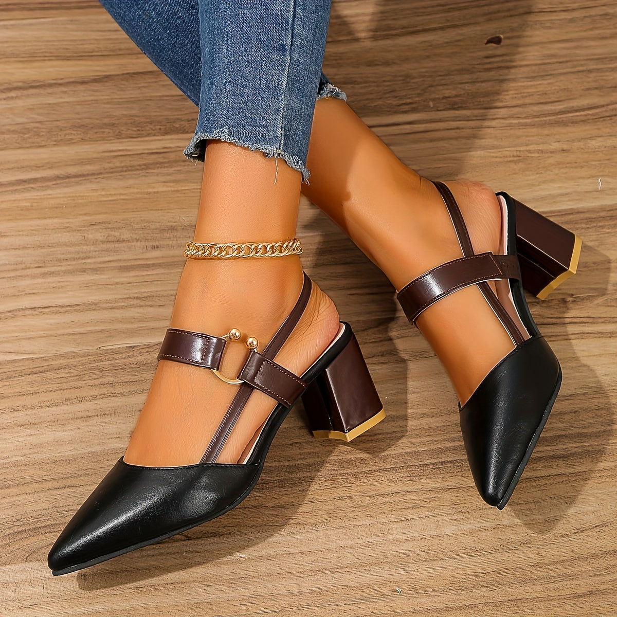 Elora | Pointed Toe Block Heel Shoes