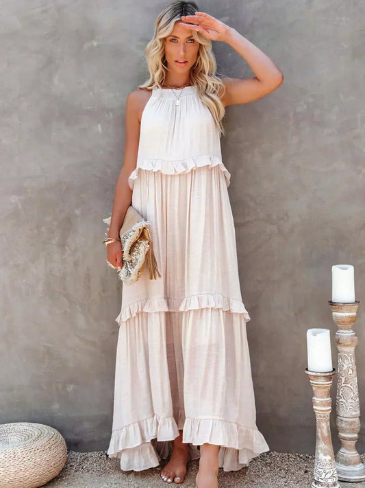 Melinda | Halter Ruffle Maxi Dress